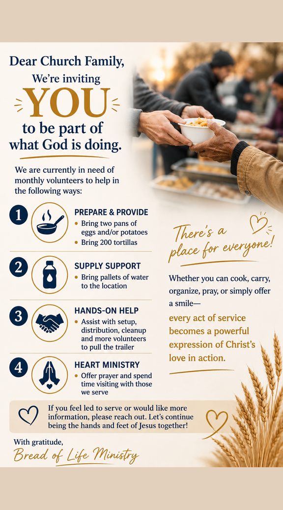 Volunteers Needed to Feed the Homeless, Bread of Life Ministry