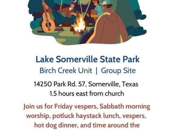 Stonehill Church Campout, Friday October 23 to Sunday October 25 at Lake Somerville State Park