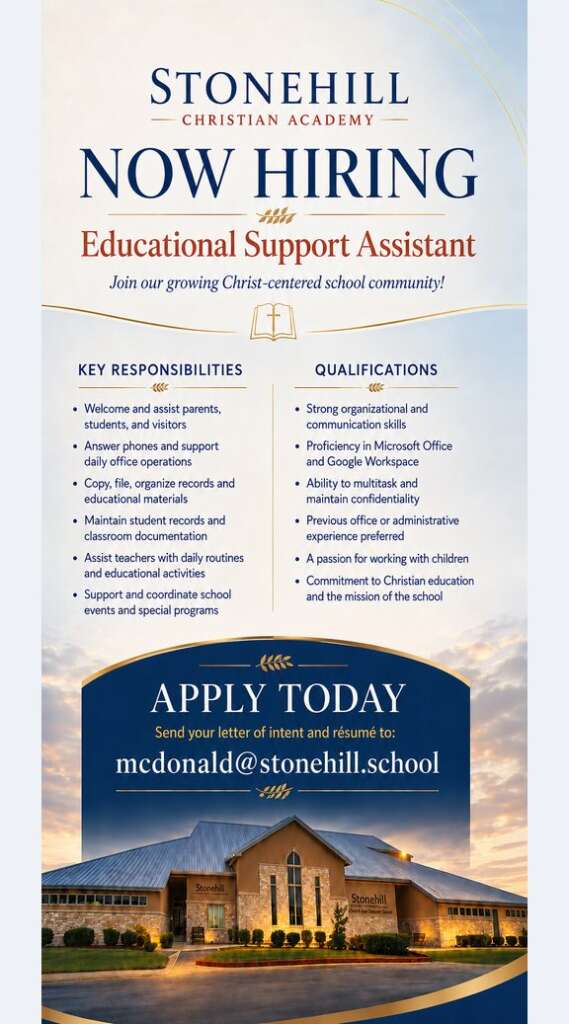 Stonehill Christian Academy Now Hiring, Educational Support Assistant