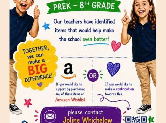 Stonehill Christian Academy Wishlist, PreK through 8th Grade